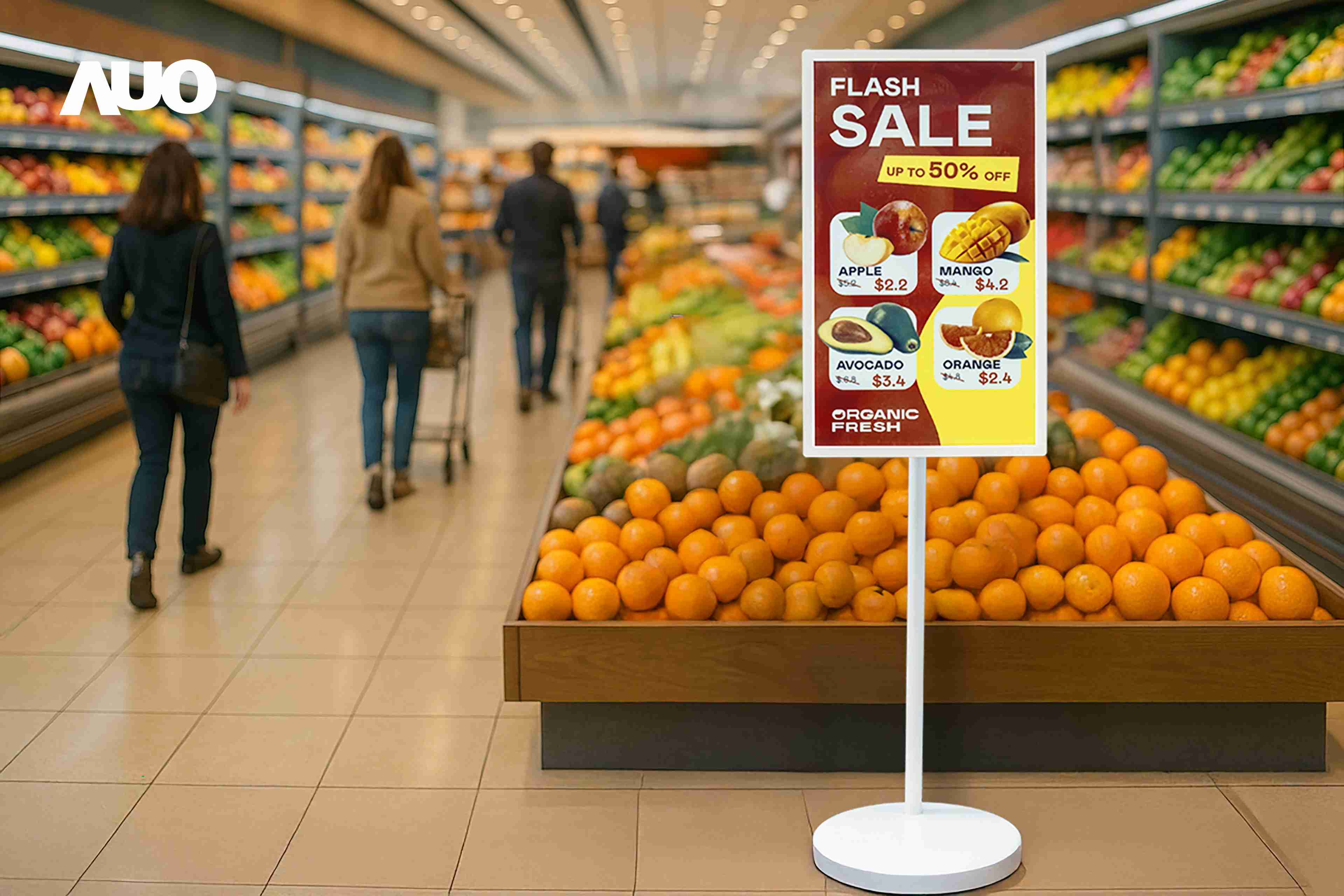 达擎首亮相低功耗、、全彩的〝aecoPost电子纸解决方案〞，，，仅在更新画面时需要微量的电力驱动，，，，无需布建电线的便捷设计，，，使其可灵活应用、、、随意置放，，并可透过云端或行动装置app，，，，轻松管理及排程广告内容，，，，晋升店头营销利器。。。。